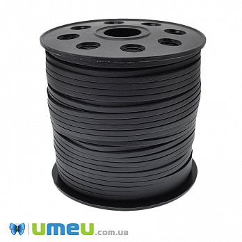 Замшево-шкіряний шнур, 3 мм, Чорний (LEN-044173)