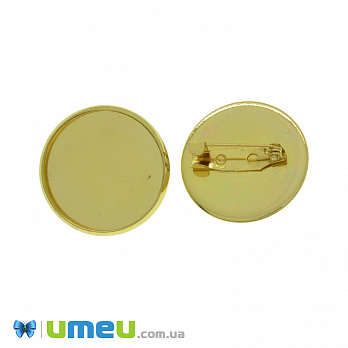Основа для броши под кабошон 25 мм, 28 мм, Золото (OSN-039905)