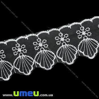 Мереживо органза Мушля, 50 мм, Біле (LEN-015553)