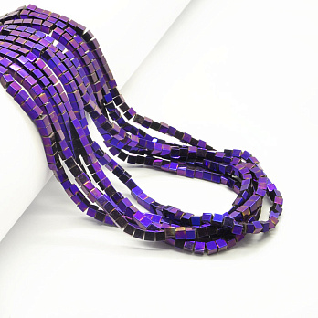 Намистини Гематит, Натур. камінь, Кубик, 3х3х3 мм, Фіолетові (BUS-053991)