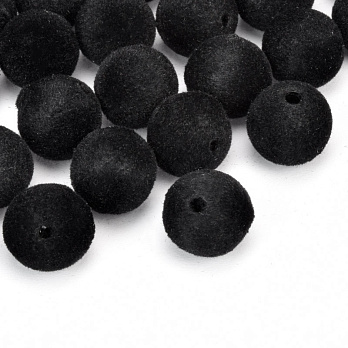 Бусины бархатные, Круглые, 12 мм, Черные (BUS-060179)