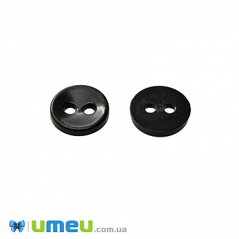 Пуговица пластиковая Круглая, 11,5 мм, Черная (PUG-047948)