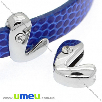 Бусина мет. Буква L, 12х9 мм, Темное серебро (BUS-008879)