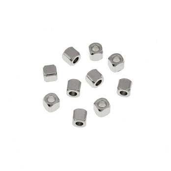 Бусины из нержавеющей стали Куб, 2,2х2х2 мм, Темное серебро (STL-062546)