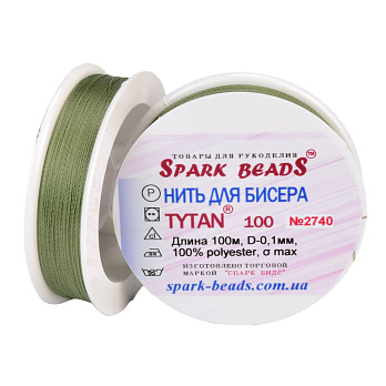 Нитка для бісеру Титан 100, Оливкова №2740, 100 м (MUL-061355)