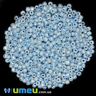 Бисер китайский крупный, 6/0, Голубой перламутровый, 4 мм (BIS-037722)