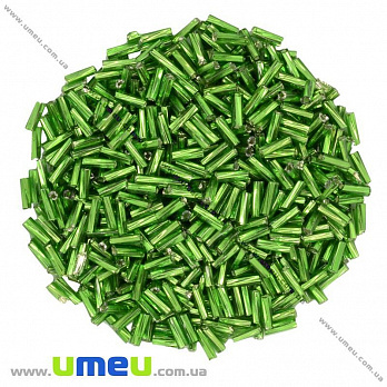 Бісер китайський стеклярус скручений, 6 мм, Зелений блискучий (BIS-001507)