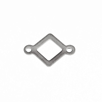 Коннектор из нерж. стали Ромб, 16х12 мм, Темное серебро (STL-055483)