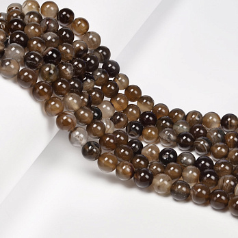 Намистини Агат коричневий, Натур. камінь, 8 мм, Круглі (BUS-053938)