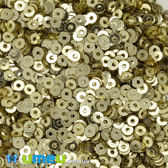 Пайетки Индия круглые плоские, 3 мм, Золотистые (PAI-041811)