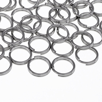 Колечки двойные из нерж. стали, 10 мм, 1 мм, Темное серебро (STL-055842)