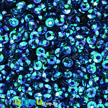 Паєтки Індія чаша, 4 мм, Сині АВ (PAI-037819)