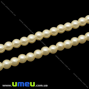 Бусины стеклянные Жемчуг Premium, 6 мм, Золотисто-желтые светлые, Круглые (BUS-034105)