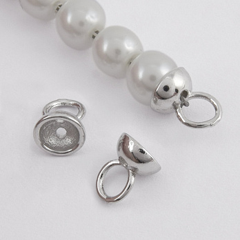 Держатели-протекторы для тросика, 7х6 мм, Латунь с покрытием Родий (BUS-058482)