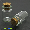 Стеклянная баночка с пробкой, 35х22 мм (DIF-007079)