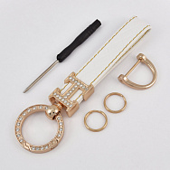 Брелок, 13х3,5 см, Білий, Штучна шкіра, Золото (OSN-058510)