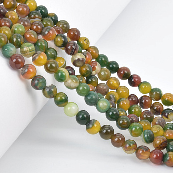 Бусины Агат зеленый, Натур. камень, 6 мм, Круглые, 18 см (BUS-058048)