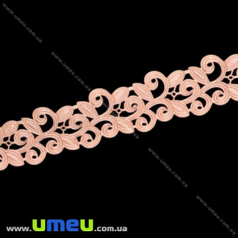 Тесьма тисненая Листики, 20 мм, Персиковая (LEN-019711)