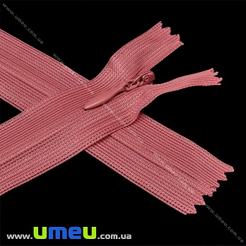 Молния потайная неразъемная, 20 см, Тип 3, Розовая (Красное дерево Крайола) (ZIP-015914)