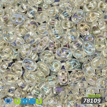 Бісер чеський Twin (Твін) №78109, 2,5х5 мм, Сріблястий блискучий райдужний (BIS-026276)