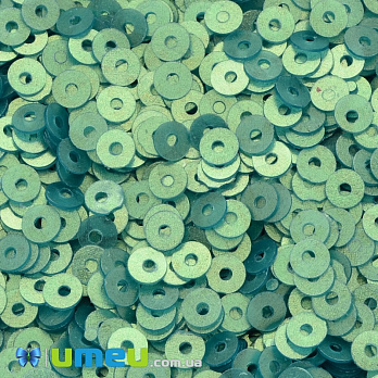 Паєтки Індія круглі плоскі, 4 мм, Бірюзові (PAI-037574)