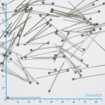 Гвоздики с шариком из нерж. стали, 30 мм, Темное серебро (STL-056226)