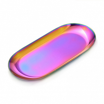 Декоративная тарелка из нерж. ст., 180х85х10 мм, Овальная, Разноцветная (INS-051983)