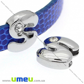 Бусина мет. Буква S, 12х10 мм, Темное серебро (BUS-008886)