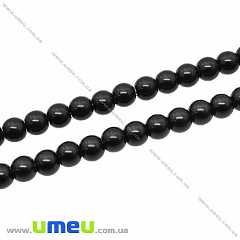 Бусины стеклянные Жемчуг Premium, 6 мм, Черные, Круглые (BUS-034135)