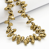 Намистини скляні, Крапля гранована, 12х6 мм, Золотисті (BUS-052185)