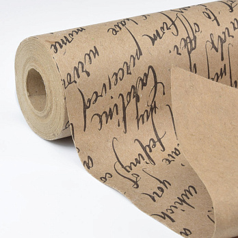 Упаковочная Крафт бумага односторонняя с надписью, 50смх8м (UPK-060252)