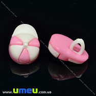 Пуговица пластиковая на ножке Кепка, 15х11 мм, Розовая (PUG-007530)