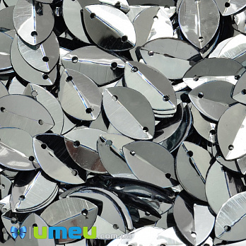 Пайетки Индия лодочка, 14х9 мм, Серебристые (PAI-037998)