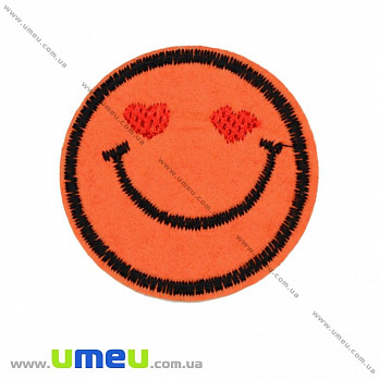 Термоаппликация Смайлик, 4,5 см, Оранжевая (APL-017469)