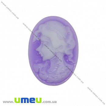 Кабошон из полимерной глины Камея, 25х18 мм, Сиреневый (KAB-001998)
