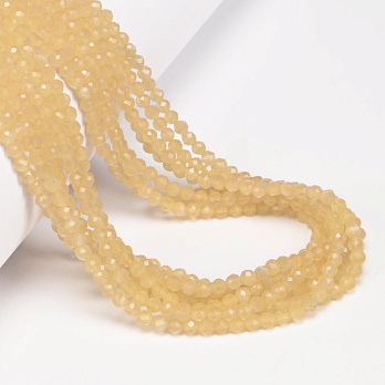 Намистини Котяче око, Синт. камінь, 3 мм, Жовті, Круглі грановані (BUS-054292)