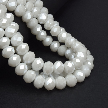 Намистини ронделі, 10х7 мм, Білі (BUS-057164)