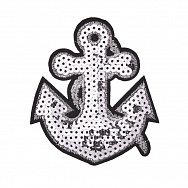 Термоаплікація з паєтками Якір, 9,5х8 см, Срібляста (APL-051231)