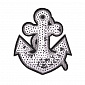 Термоаплікація з паєтками Якір, 9,5х8 см, Срібляста (APL-051231)
