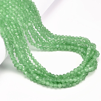 Бусины Кошачий глаз, Синт. камень, 3 мм, Зеленые, Круглые граненые (BUS-054299)