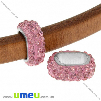 Намистина Regaliz (Licorice) зі стразами, 16х13х7 мм, Рожева (BUS-016909)