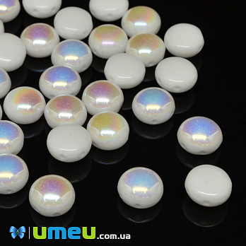 Бусина чешское стекло Preciosa Candy 8х5 мм, №28701, Белая АВ (BUS-040611)