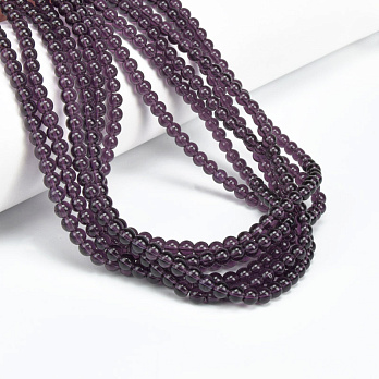 Бусины стеклянные прозрачные, 4,5 мм, Круглые, Аметистовые (BUS-057236)