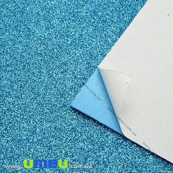 Фоамиран глиттерный на клеевой основе, 2 мм, Голубой, 20х30 см (FOM-023802)