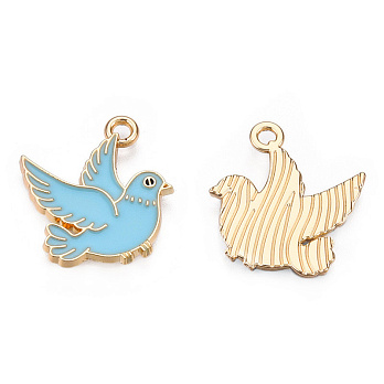 Підвіска метал. Голуб Миру блакитний, 20х18 мм, Золото (POD-053636)