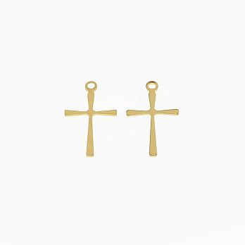 Подвеска из нерж. стали Крестик, 16х9,5 мм, Золото (STL-059166)