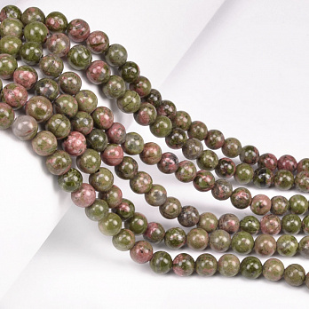 Бусины Унакит, Натур. камень, 6,5 мм, Круглые (BUS-051724)