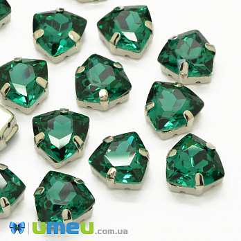Шатон триллиант К9 12,5х12 мм, Темное серебро, Изумрудный (KAB-041006)