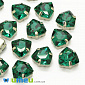 Шатон трілліант К9 12,5х12 мм, Темне срібло, Смарагдовий (KAB-041006)
