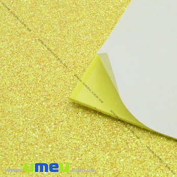 Фоамиран глиттерный на клеевой основе, 2 мм, Желтый, 20х30 см (FOM-028886)
